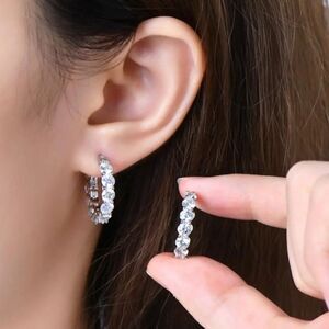 💋18k White Gold Filled Cz Diamond Hoop Earrings 💎